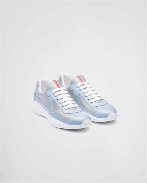 Silver/celeste Prada America's Cup Sneakers 